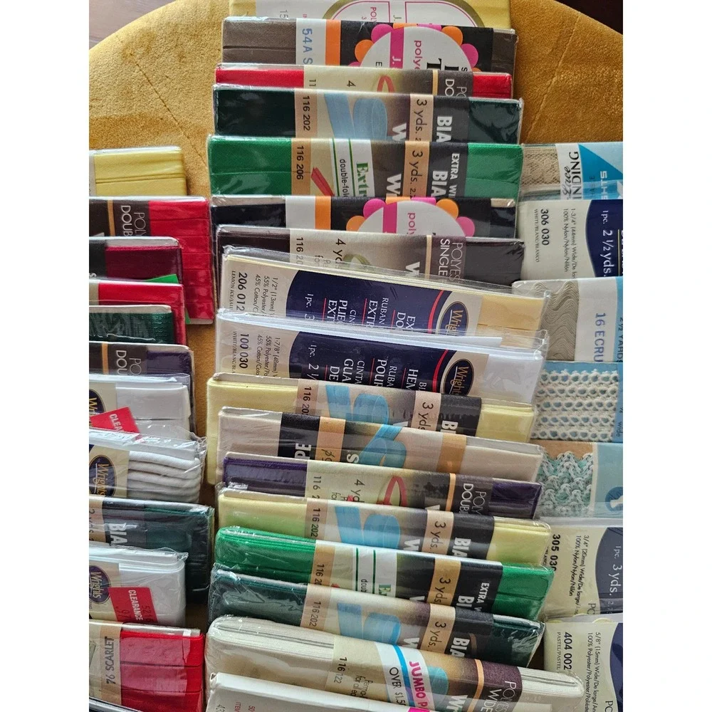 Wrights Bias Tape Ribbon Trim Lot Various Colors Sizes Style Fabric Craft Sewing